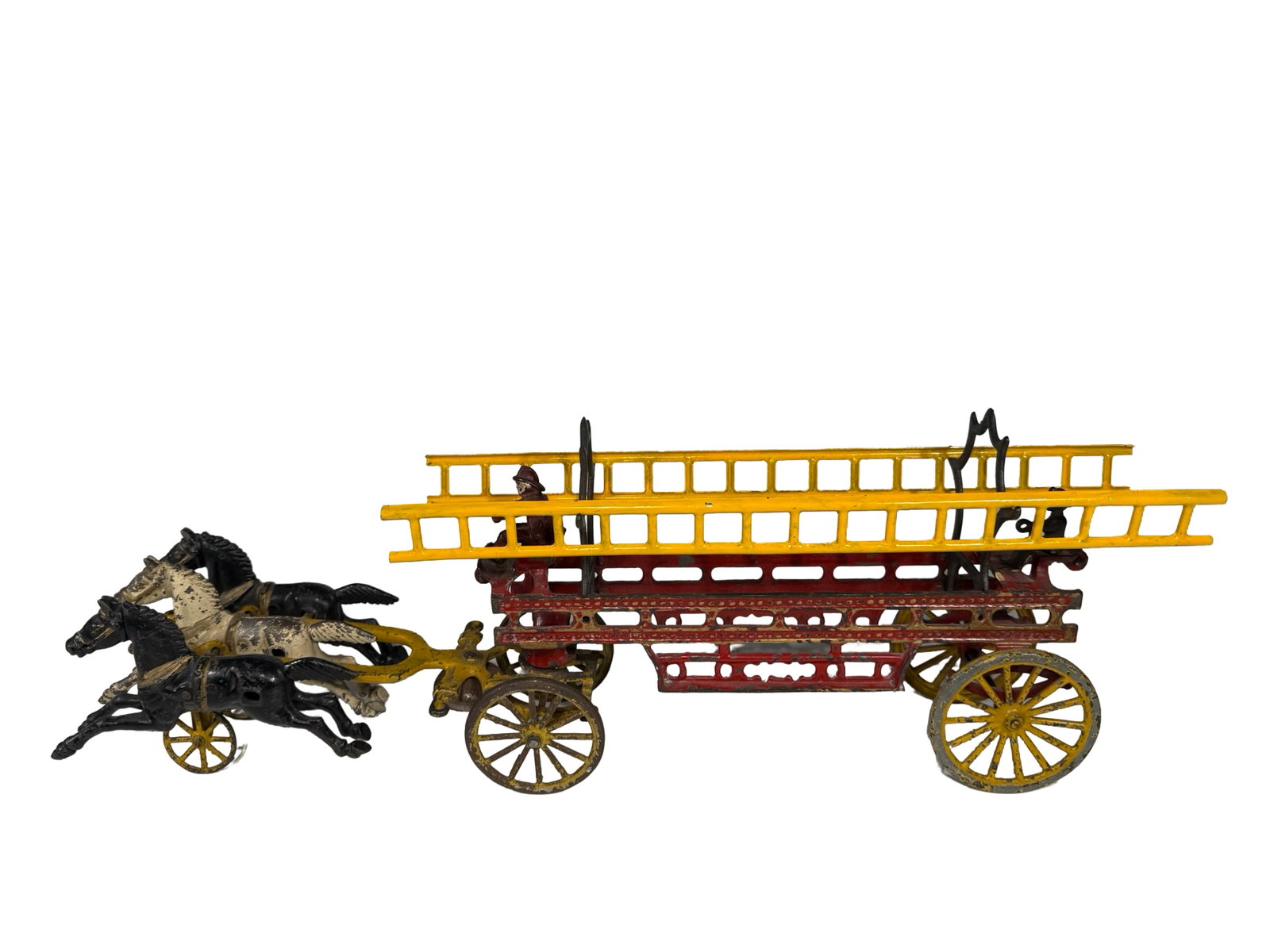 Three Horse Hook & Ladder: Hubley Mfg. Company. Lancaster, PA - 1915 - 24" Long.