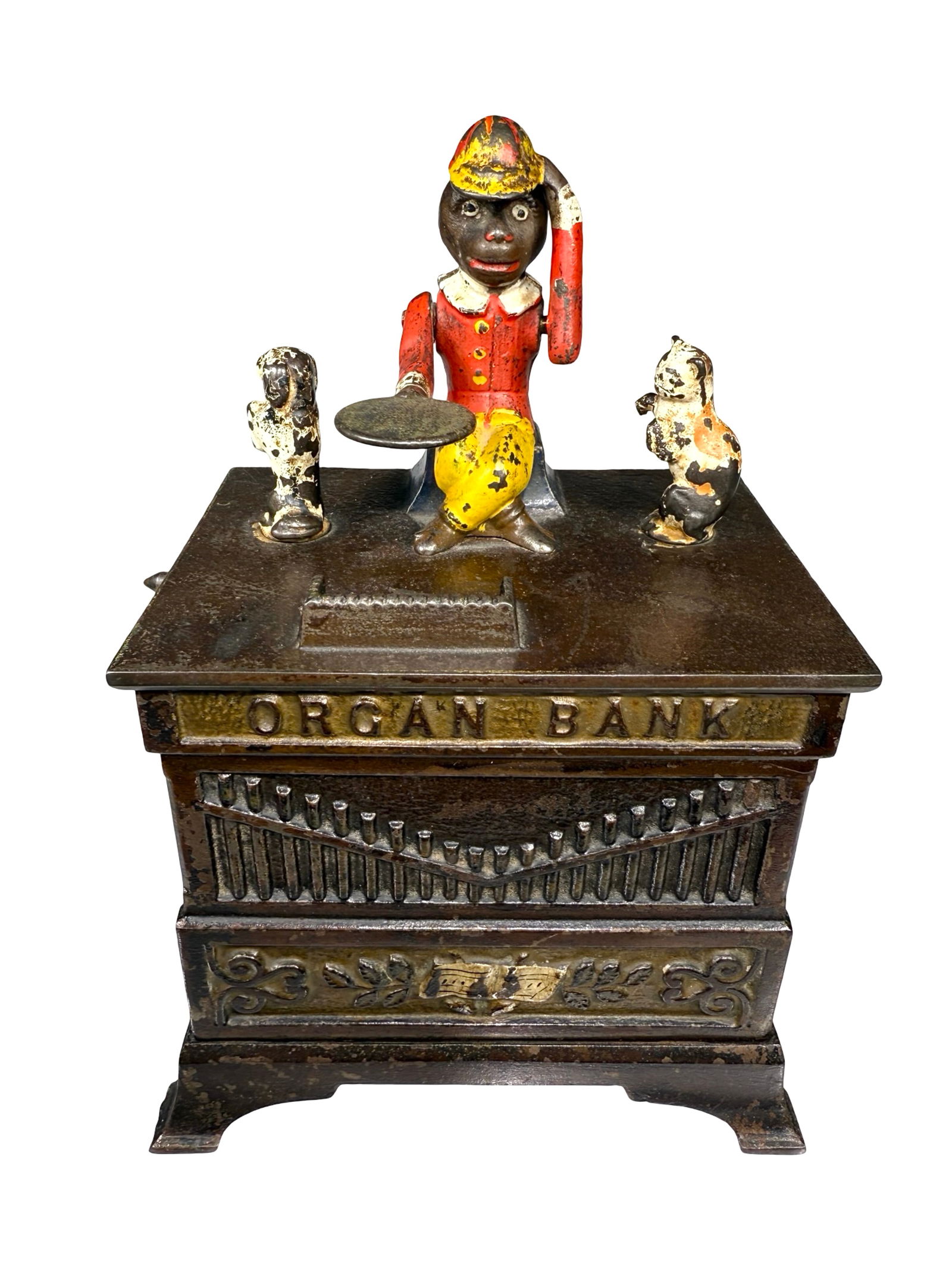 Organ Bank with Cat & Dog: Made by Kyser & Rex Company. Philadelphia - 1882.