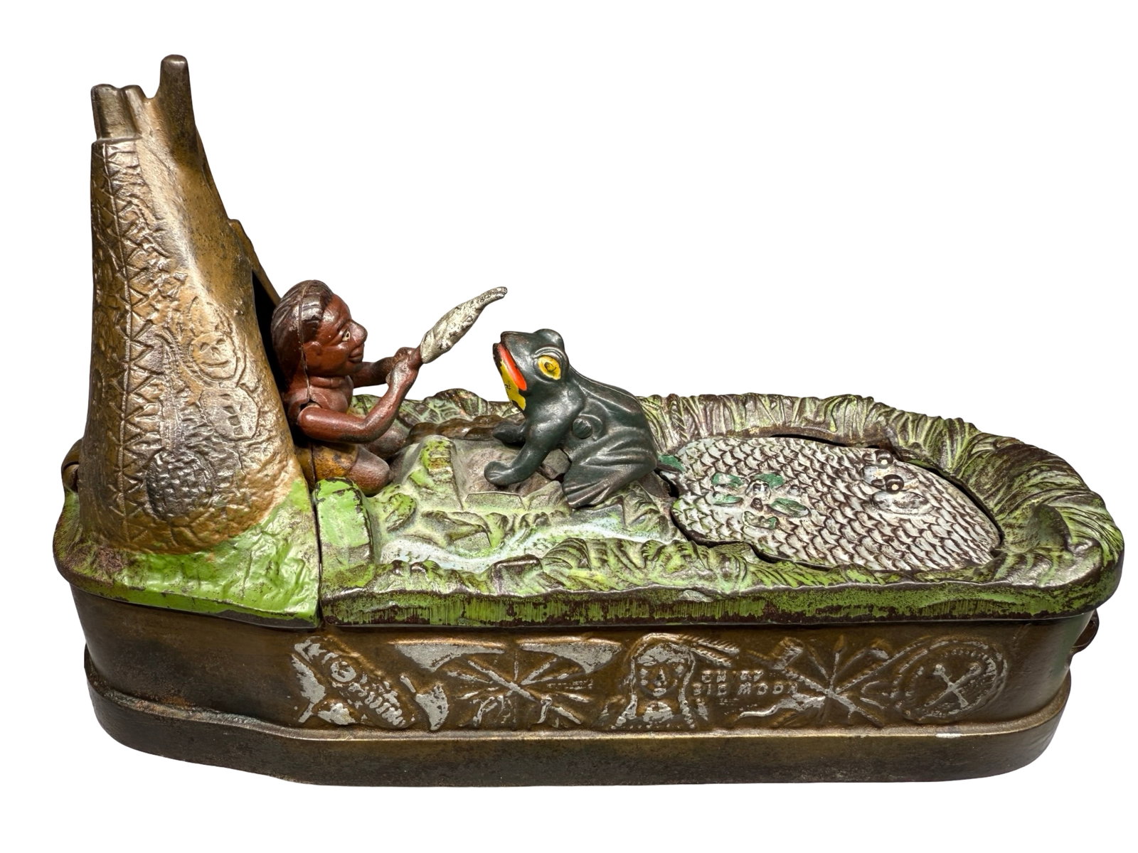 Chief Big Moon - Cast Iron Mechanical Bank: J. & E. Stevens Company. Cromwell, CT - 1880's.