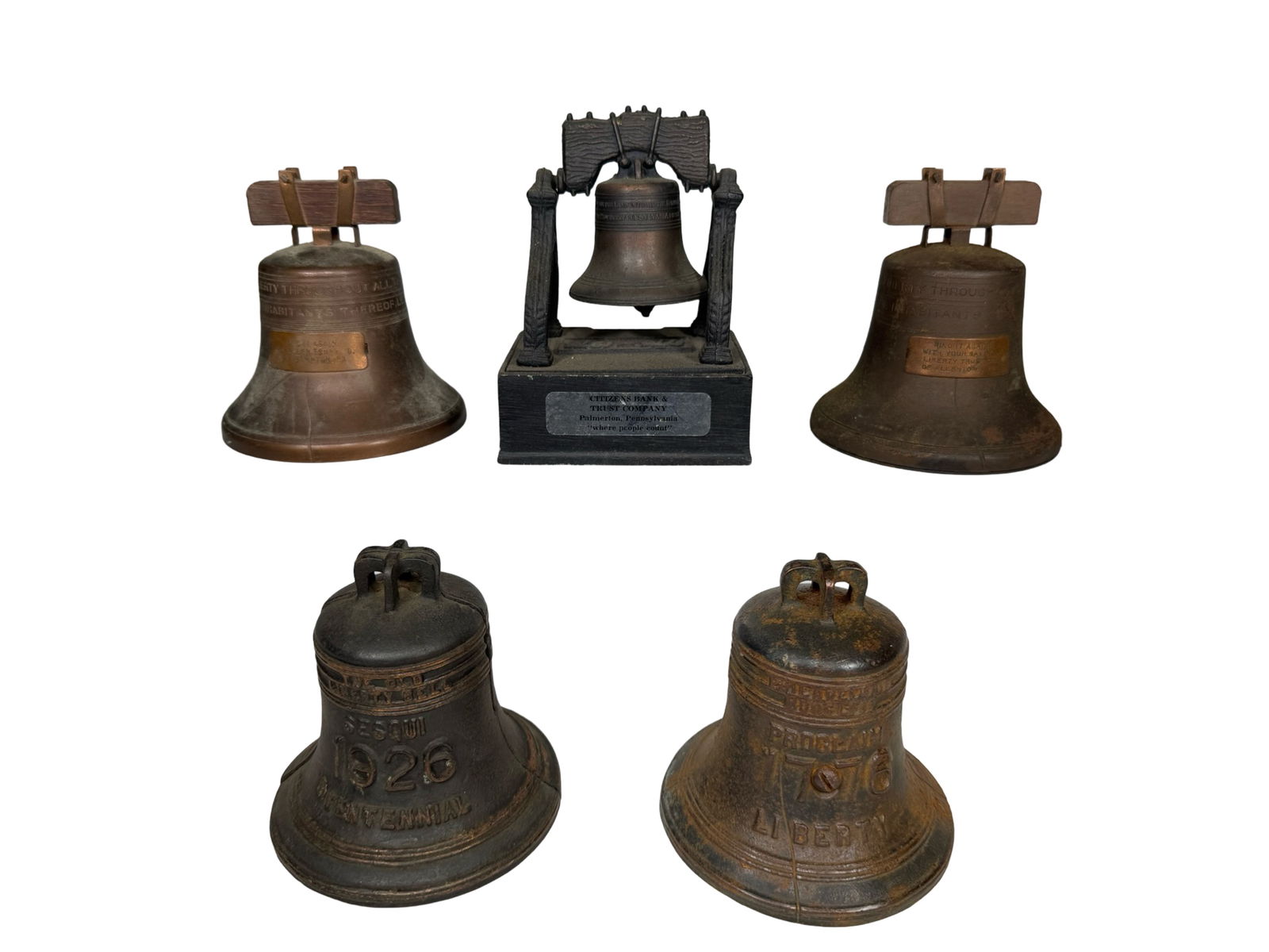 Five Liberty Bell Banks: American - 1920 to 1960's.