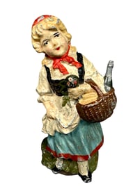 Red Riding Hood with Her Picnic Basket Spelter Bank - KLT