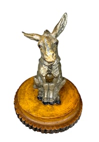 Large Seated Donkey on Unusual Lathed Tree Base Bank