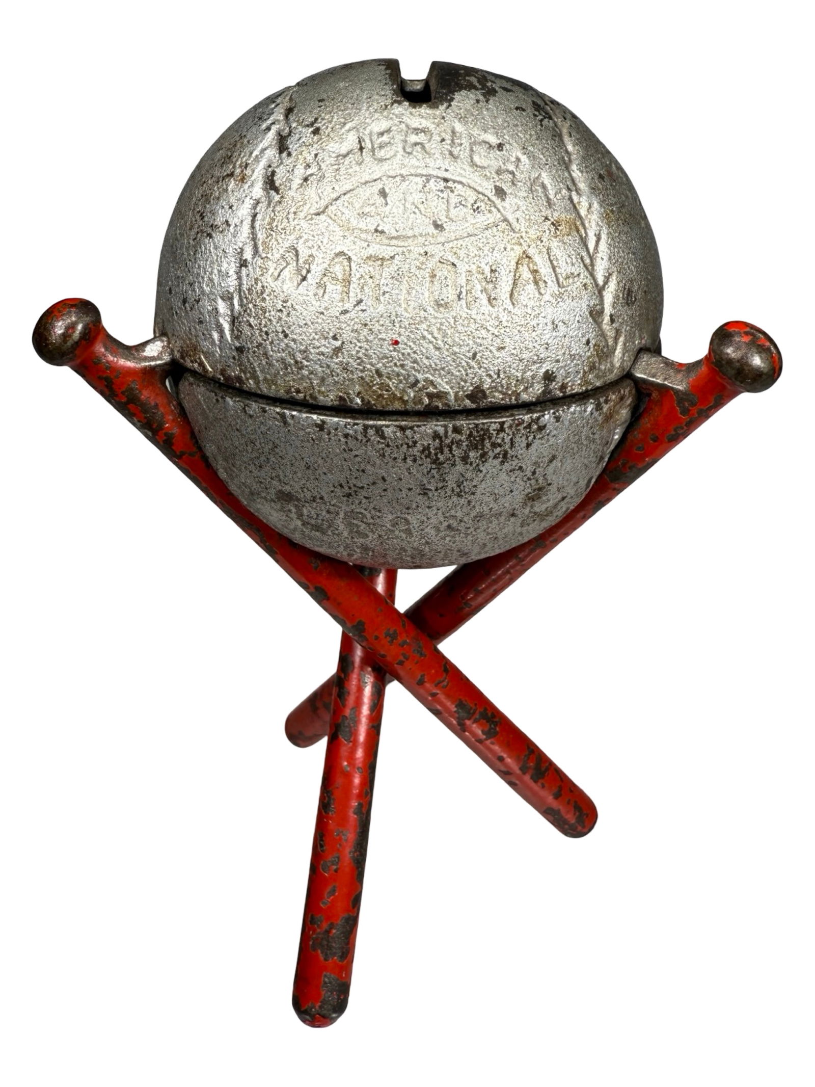 Baseball on Three Crossed Bats - Cast Iron Bank (1 of 4)