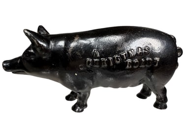 "A Christmas Roast" Pig - Cast Iron Bank