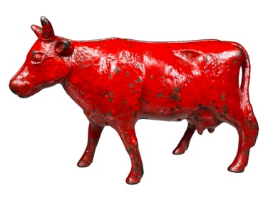 Rare Red Painted Cow - Cast Iron Bank