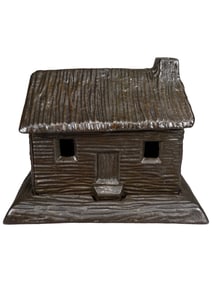 Log Cabin - Chimney on Right - Cast Iron Bank