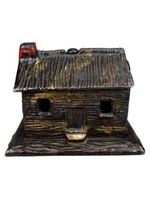 Log Cabin - Chimney on Left - Deluxe Example with Red & Gold