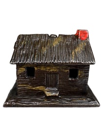 Log Cabin - Chimney on Right - Deluxe Example with Red & Gold