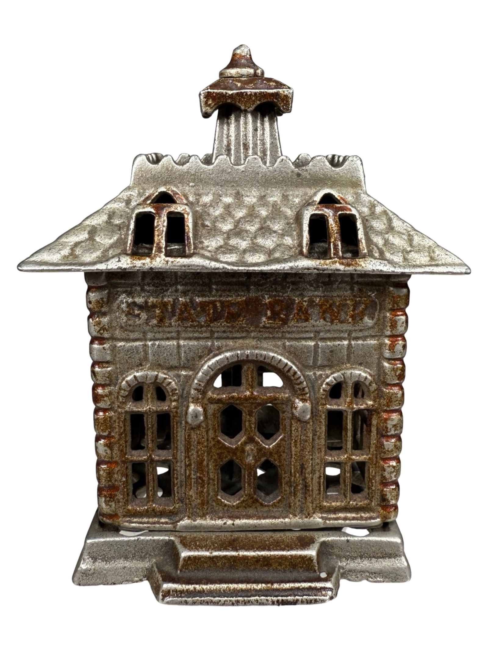 Nickel Plated State Bank - 4 1/4" Straight Letters and Solid Door (1 of 6)