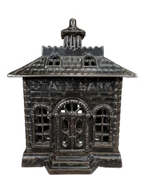 Ebony Finish State Bank - 5 1/2" Straight Letters and Solid Door