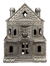 Large Victorian House - 4 1/2" T - Cast Iron Bank