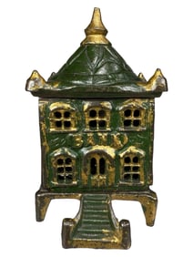 Green & Gold Pagoda - Cast Iron Bank