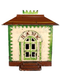 Large Crown Bank Building - Taupe, Brown, Green & Yellow