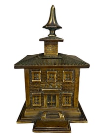 Very Unusual Brass "BANK" with Defined Brickwork & Ridged Roof