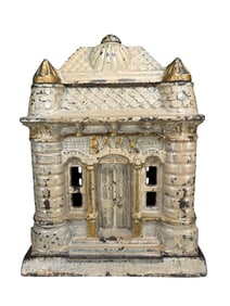 Deluxe Four Tower Bank - Painted Beige and Gold