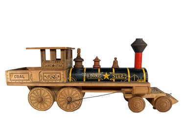 Rare Lone Star Locomotive & C. B. & Q. R. R. Patent Stock Car - Paper Litho Toy