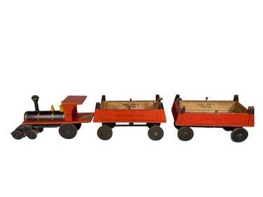 Panama Engine with Flatbed Cars (Scarce) - Paper Litho Toy