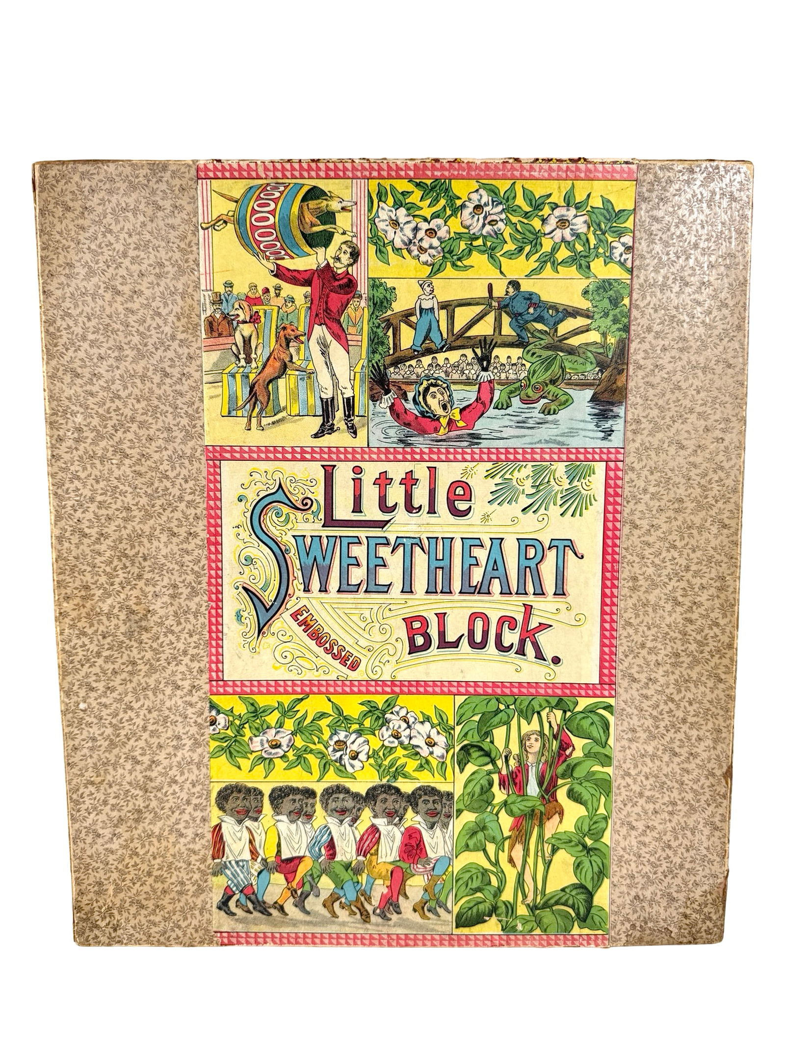 Little Sweetheart Embossed Blocks: By Raphael Tuck & Sons of London, Paris & New York - 1890's. Box Measures 15" T x 12" W. The Carl and Linda Thomas Collection.