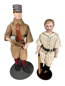 Two Early Doll Size Baseball Players