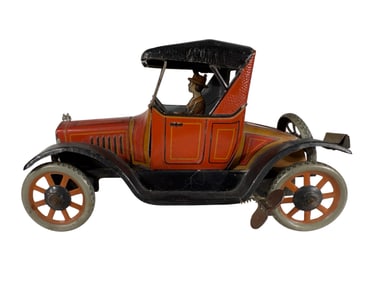 Scarce Red Chassis Model A Roadster with a Lady Driver