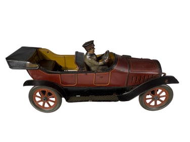 Chauffeured Two Seat Touring Car Finished in Maroon, Black & Orange