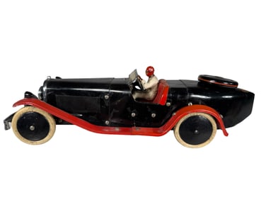 Snazzy Boat-Tail Race Car Black with Orange Running Boards