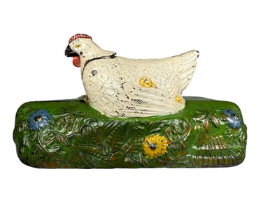 Hen and Chicks - Cast Iron Mechanical Bank with Box