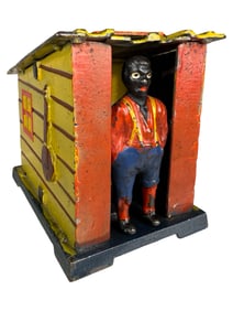 Yellow and Red Cabin - Cast Iron Mechanical Bank