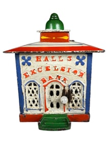 Hall's Excelsior - Finished in Patriotic Colors - Cast Iron Mechanical Bank