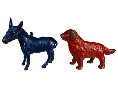 Red Labrador & Blue Mule - Cast Iron Banks
