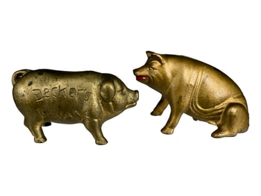 Two Pig Themed Cast Iron Banks