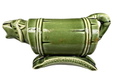 Bamboo Tiger in a Barrel Ceramic Bank