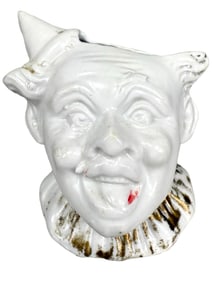 Clown Bust Glazed Bisque Bank
