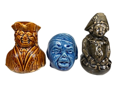 Three Monochromatic Ceramic People Banks