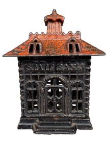 State Bank Ebony with Red Roof & Solid Door