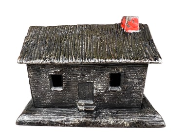 Log Cabin Match Safe - Cast Iron