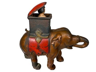 Elephant, Man Pops Out - Cast Iron Bank