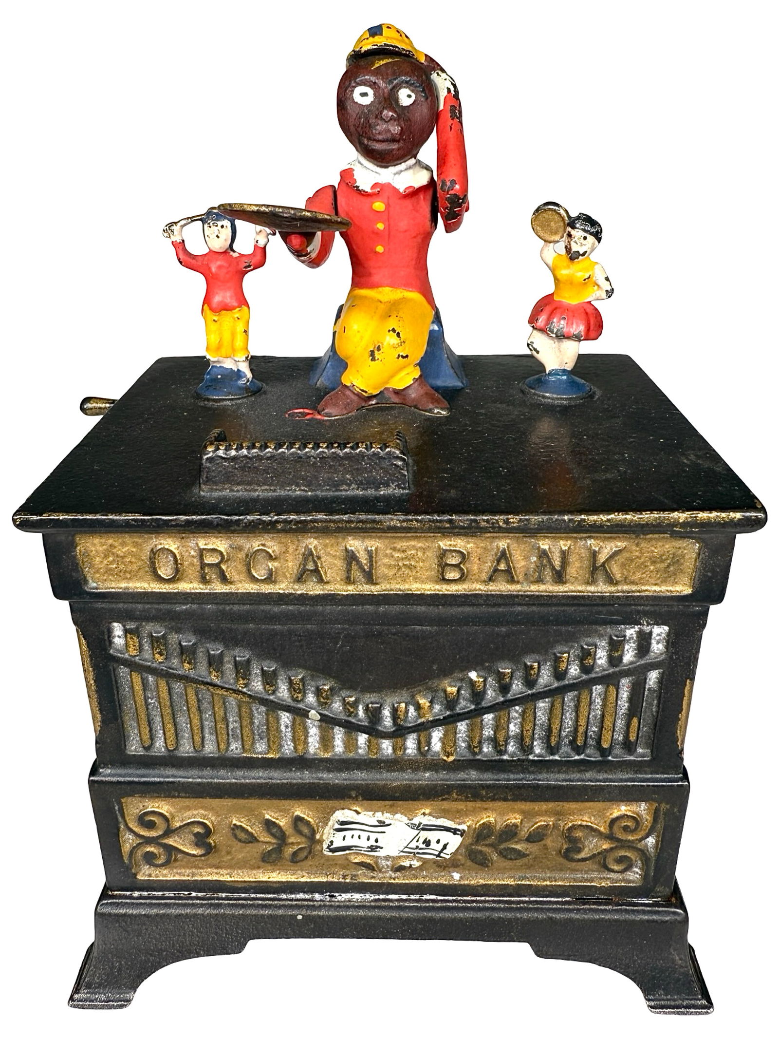 Organ Bank with Boy & Girl: By the Kyser & Rex Company. Frankford, Pa. - Ca. Mid 1880's.