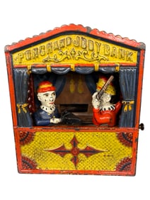 Punch & Judy - Large Letters - Cast Iron Mechanical Bank