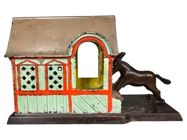 Mule & Barn - Cast Iron Mechanical Bank