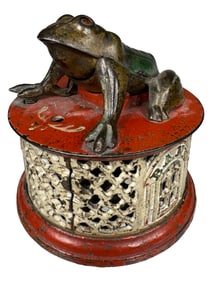 Frog on Lattice - Cast Iron Mechanical Bank