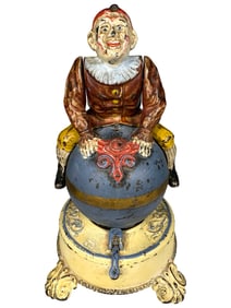 Clown on Globe - Cast Iron Mechanical Bank