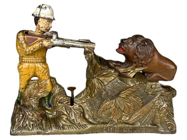 Lion Hunter - Cast Iron Mechanical Bank