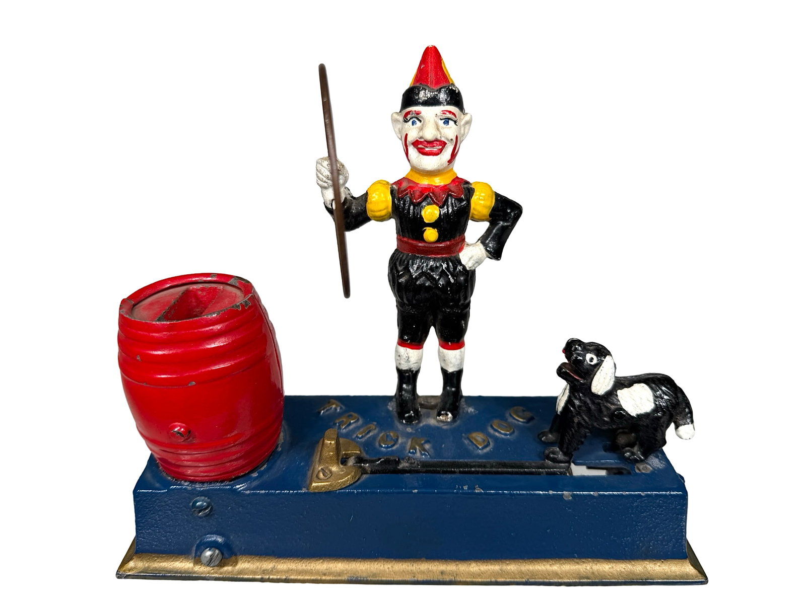 Trick Dog - Cast Iron Mechanical Bank - Rare Version: Made by James D. Capron. Connecticut - 1960's.