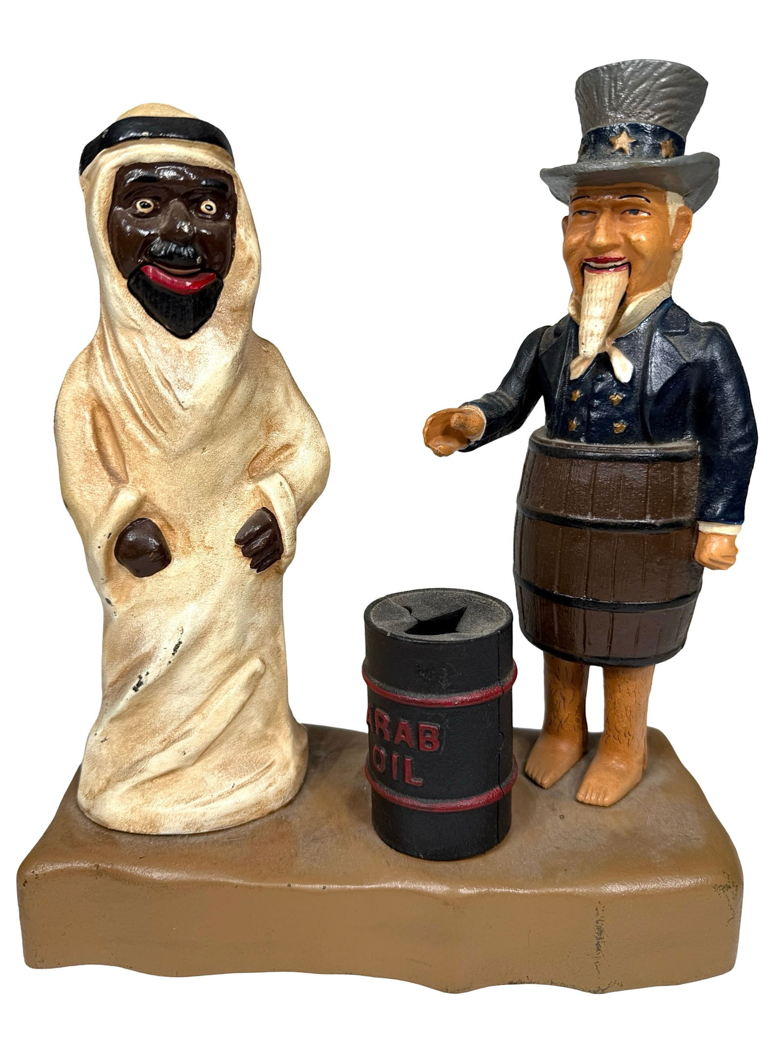 Uncle Sam & Arab - Cast Iron Mechanical Bank: John Wright Company. Pennsylvania - 1970's.