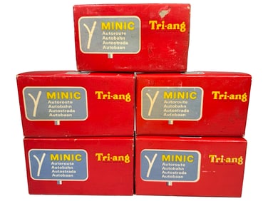 Five Tri-ang Miniature Autos