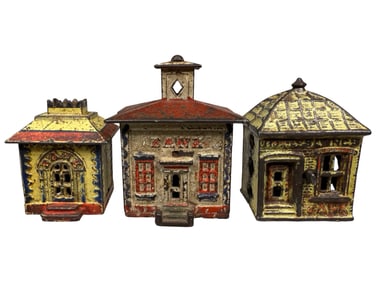 Three Painted Building Banks