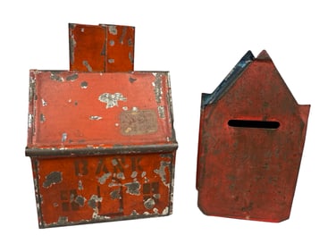 Two Early American Tin Building Banks