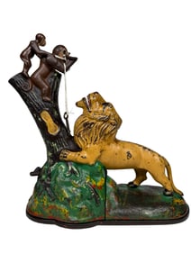 Lion & Two Monkeys - Cast Iron Mechanical Bank