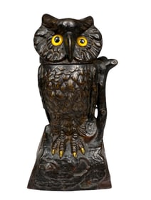 Owl Turns Head - Cast Iron Mechanical Bank